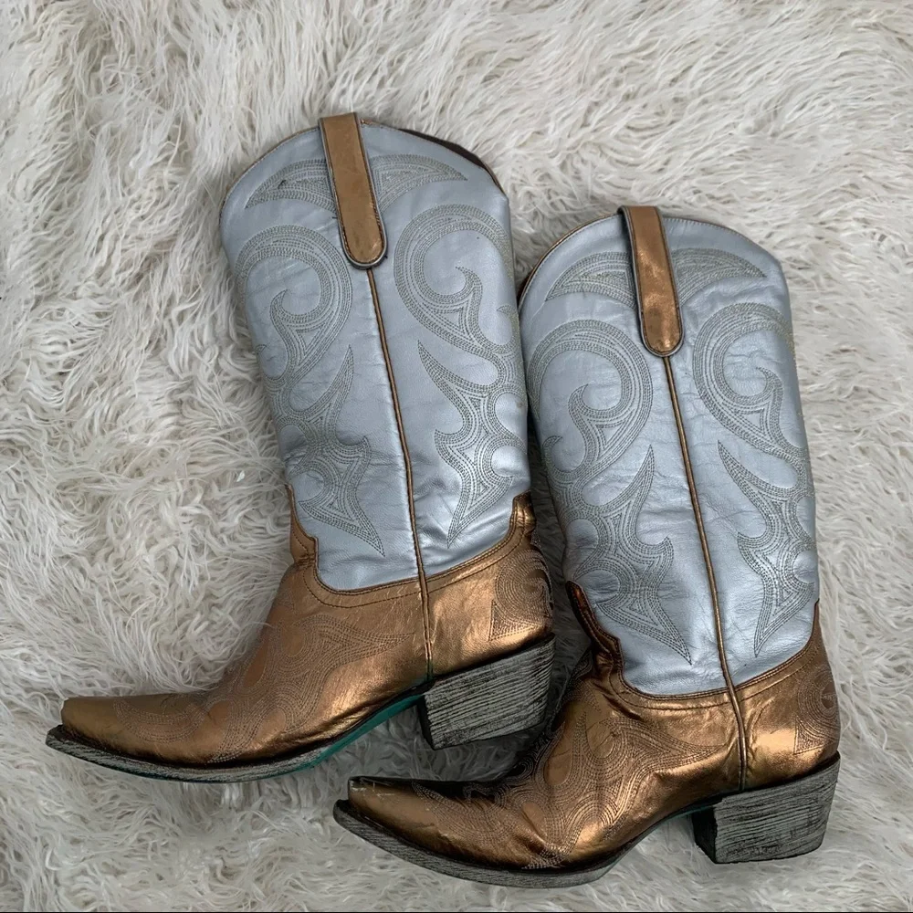 Lane Silver Gold Cowboy Boots Women’s Size 7.5 - Picture 11 of 12